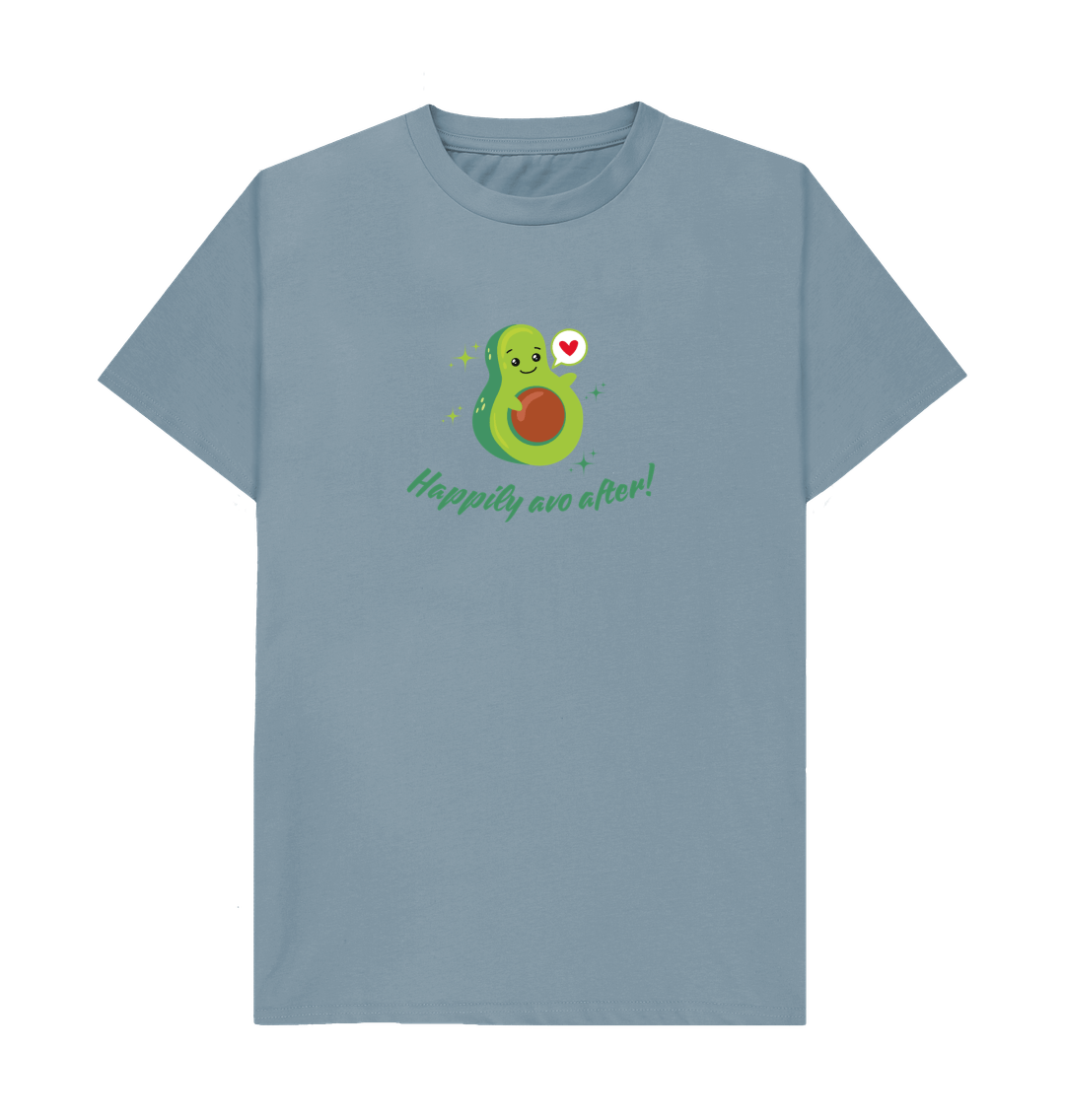 Stone Blue Happily Avo After - Funky Unisex 100% Organic T-Shirt