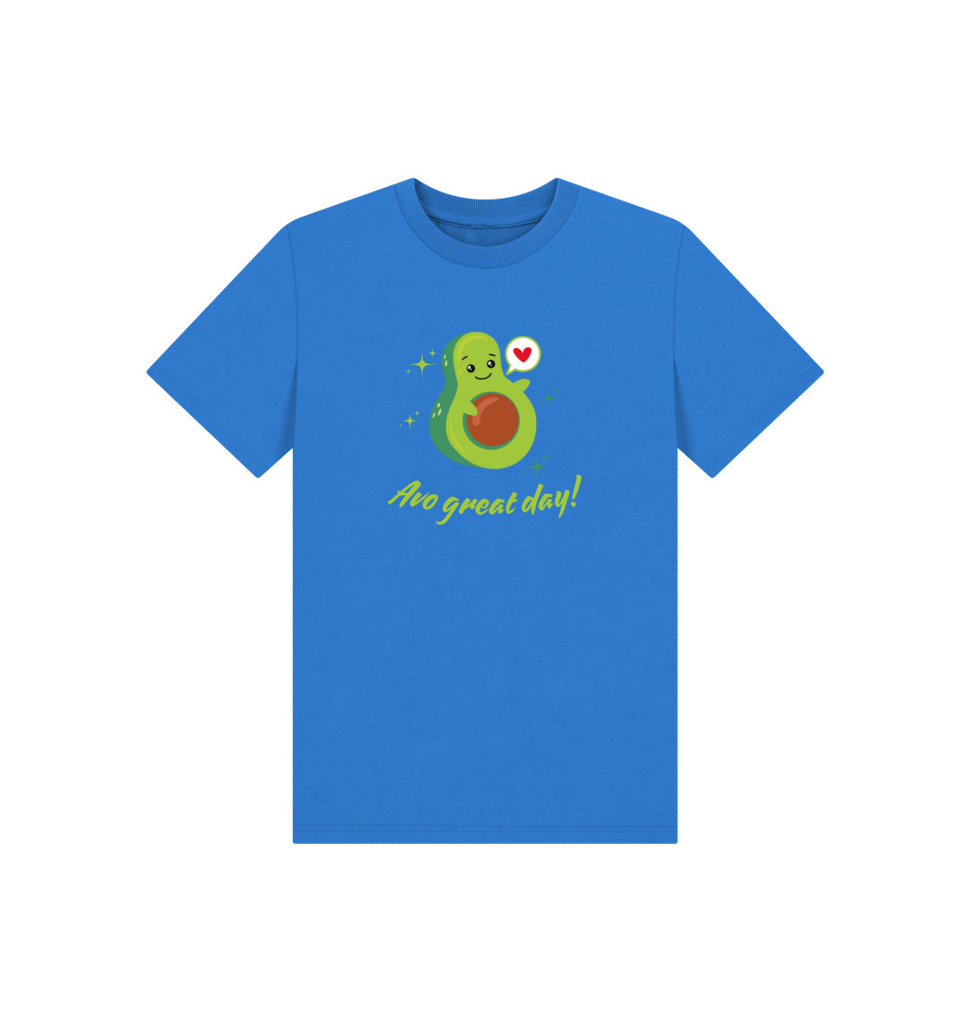 Bright Blue Printed Kids T-Shirt Front