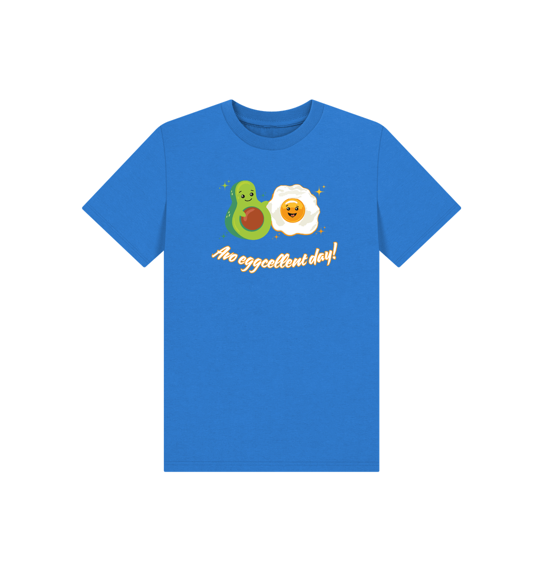 Bright Blue Printed Kids T-Shirt Front