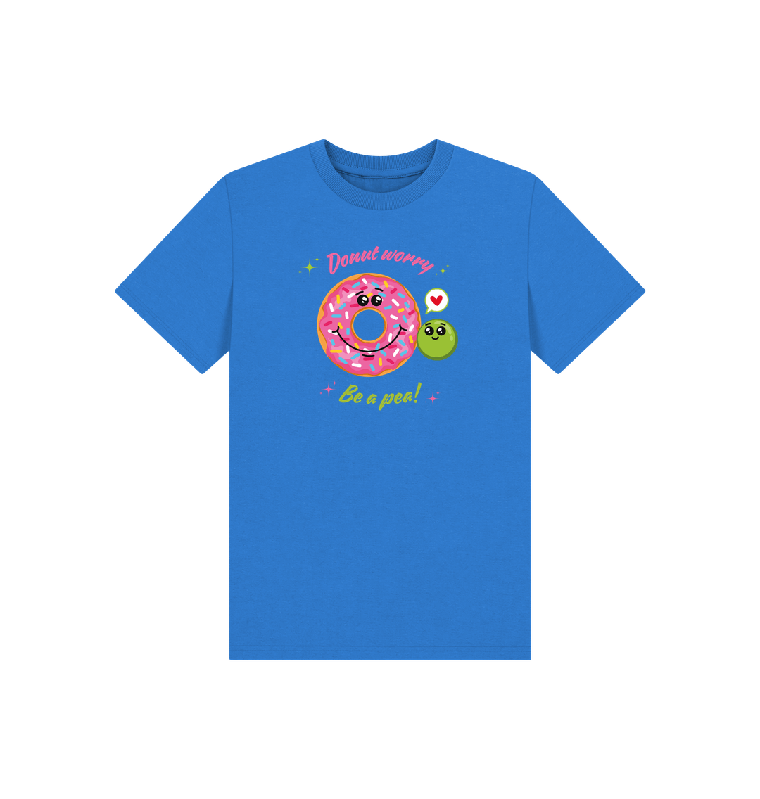 Bright Blue Printed Kids T-Shirt Front