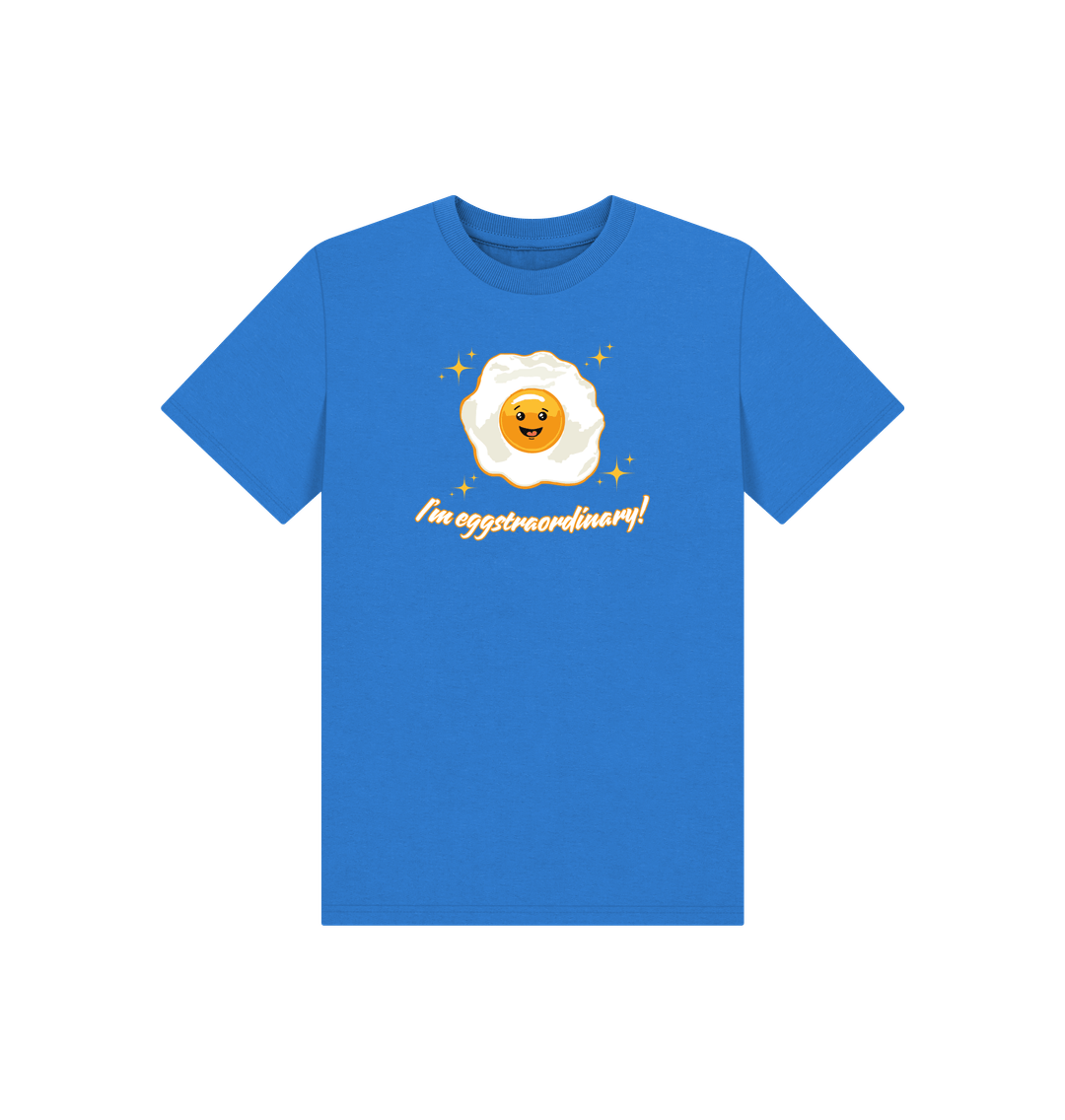 Bright Blue Printed Kids T-Shirt Front