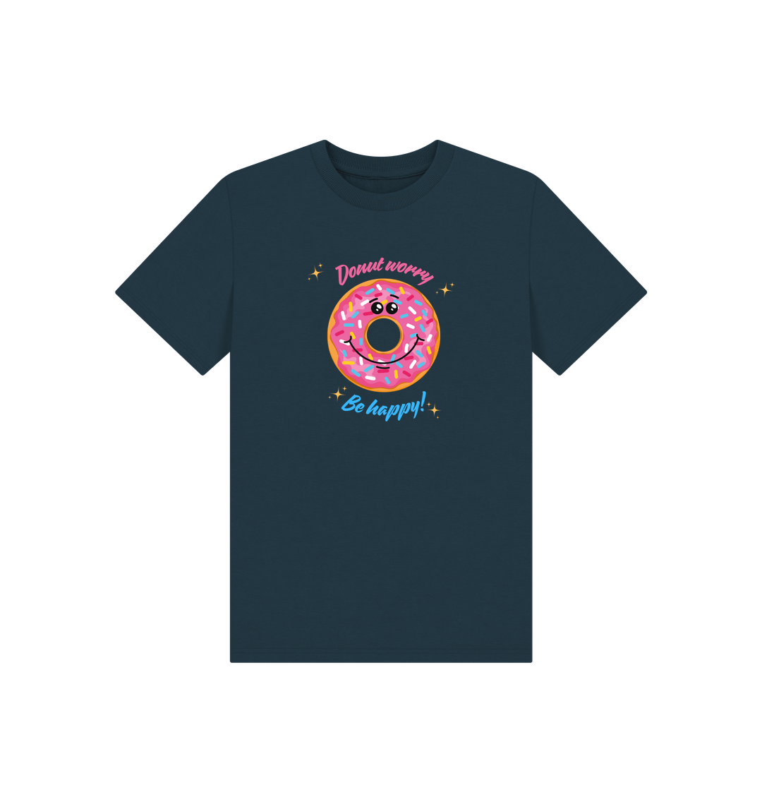 Denim Blue Printed Kids T-Shirt Front