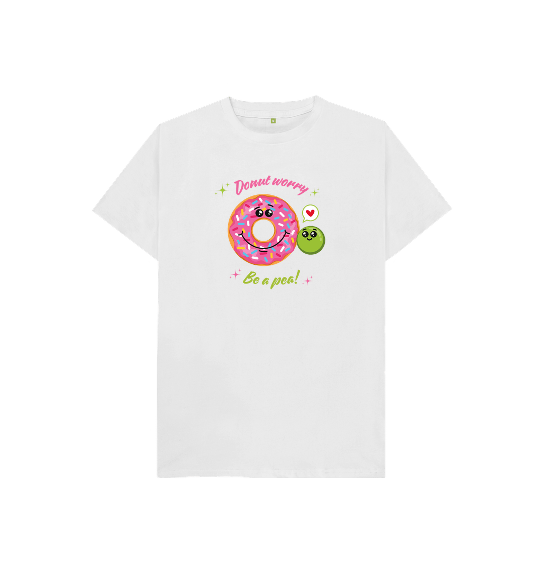 White Donut Worry Be A Pea - 100% Organic Kids T-shirt