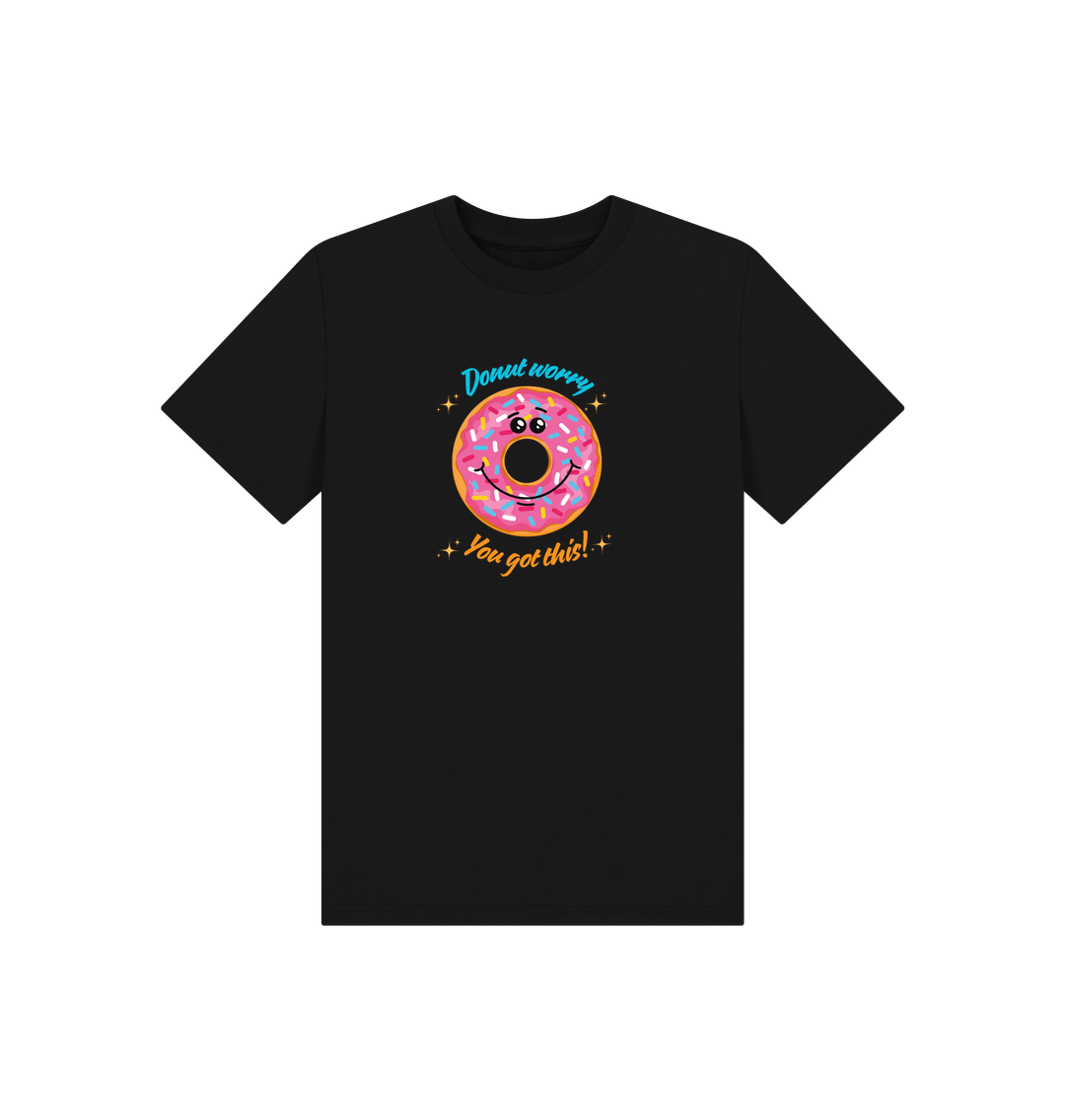 Black Printed Kids T-Shirt Front