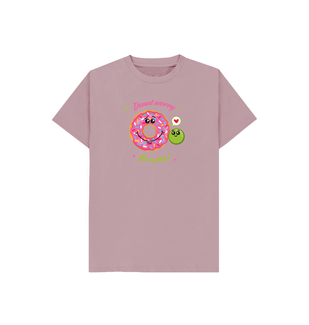 Mauve Donut Worry Be A Pea - 100% Organic Kids T-shirt