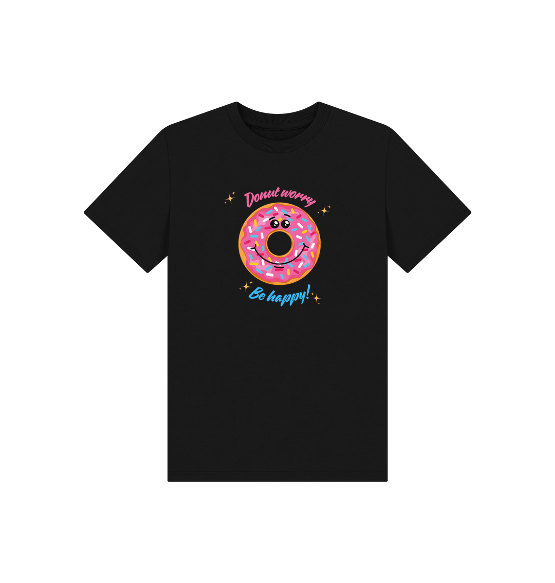 Black Printed Kids T-Shirt Front