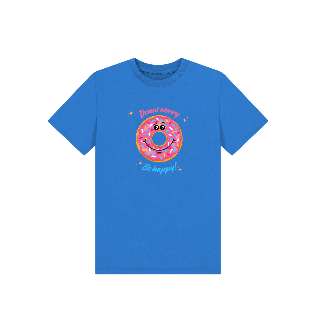 Bright Blue Printed Kids T-Shirt Front