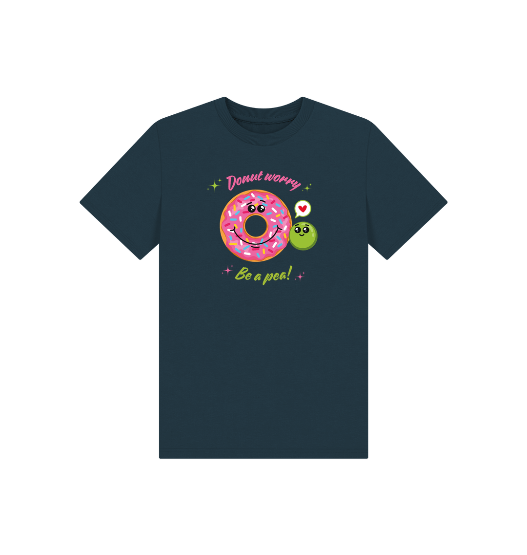 Denim Blue Printed Kids T-Shirt Front