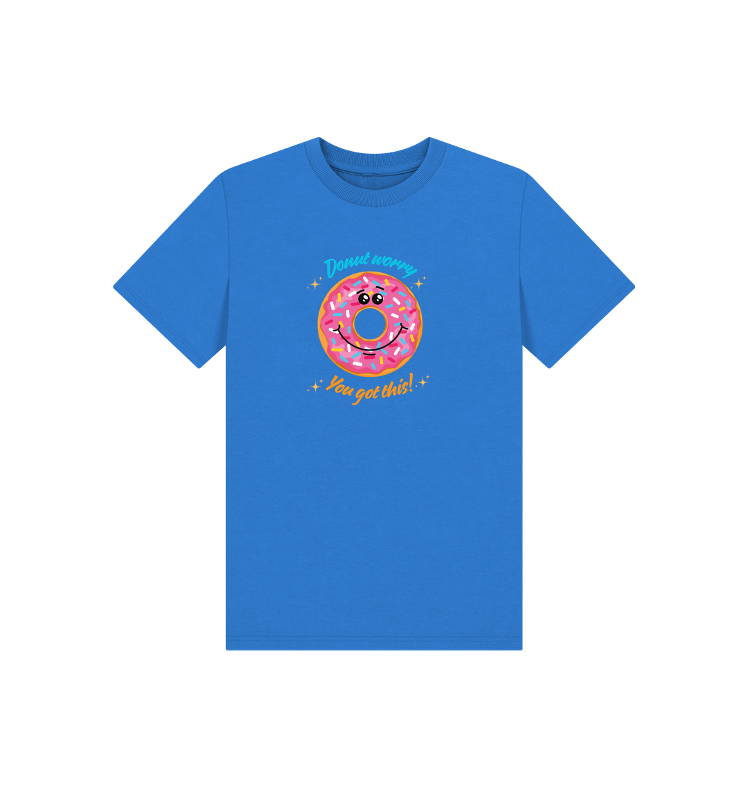 Bright Blue Printed Kids T-Shirt Front