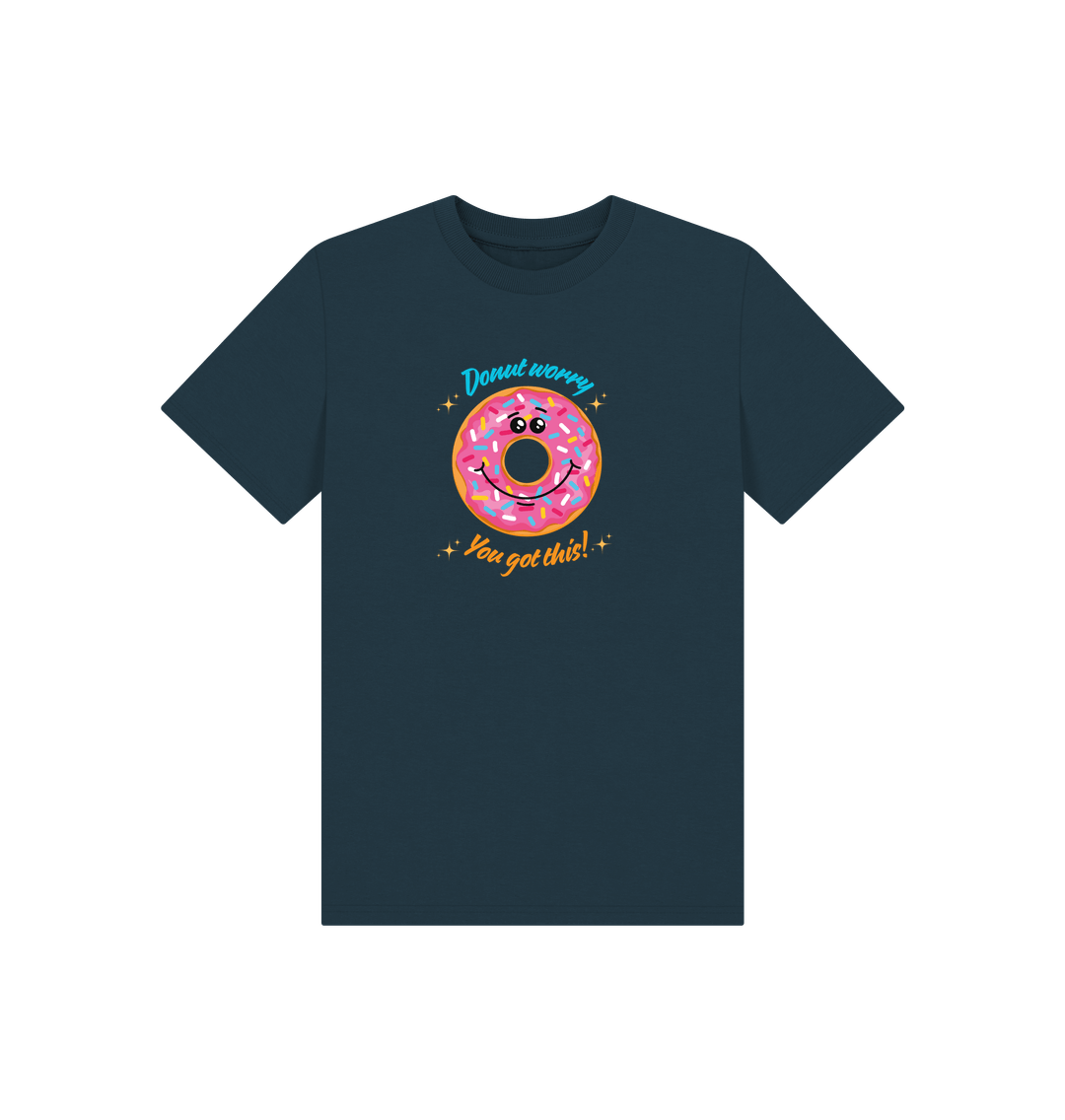 Denim Blue Printed Kids T-Shirt Front