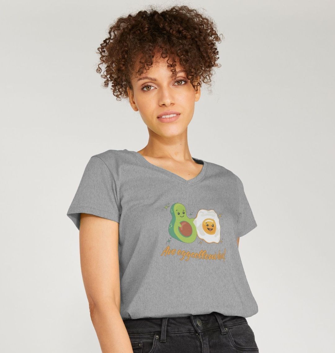 Avo Eggcellent Day! - 100% Organic V-neck T-Shirt