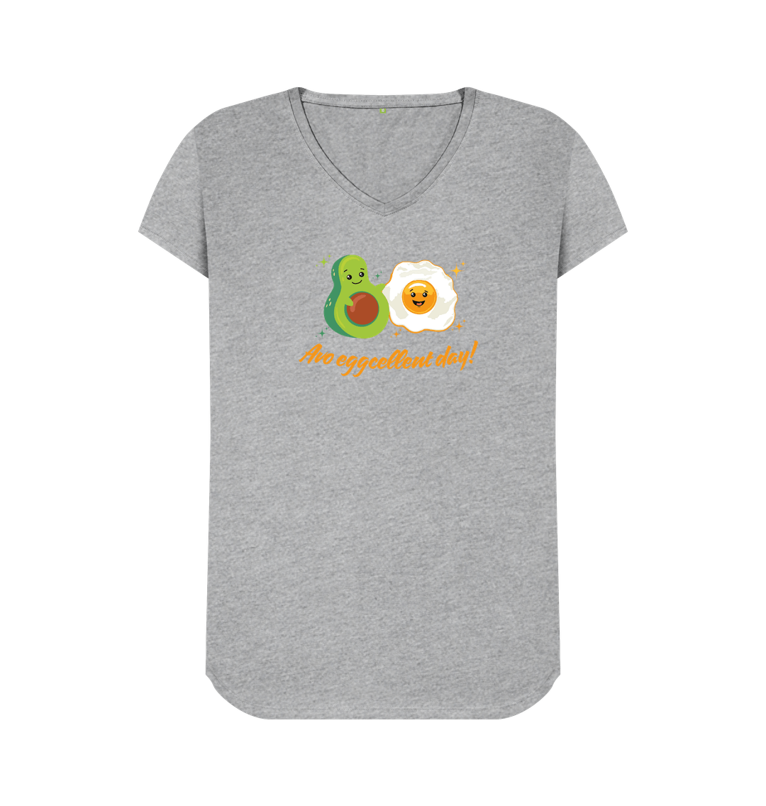 Athletic Grey Avo Eggcellent Day! - 100% Organic V-neck T-Shirt